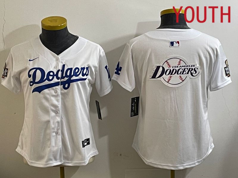 Youth Los Angeles Dodgers Blank White Game 2024 Nike MLB Jersey style 112118->youth mlb jersey->Youth Jersey